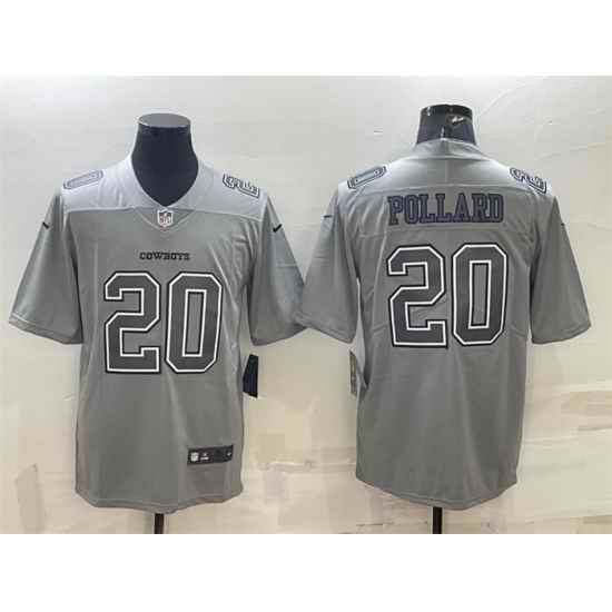 Men Dallas Cowboys 20 Tony Pollard Grey Atmosphere Fashion Stitched Jersey